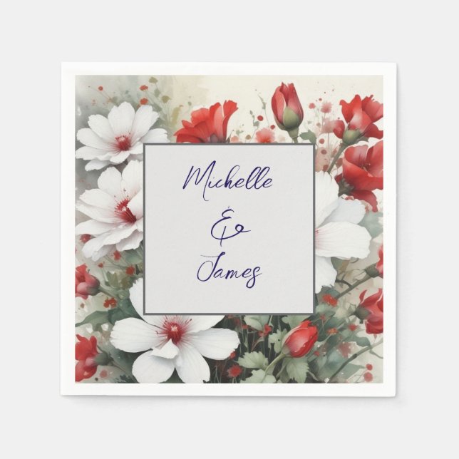 Aquarellfarbene Blume Beruflich Trendy Modern Serviette (Vorderseite)