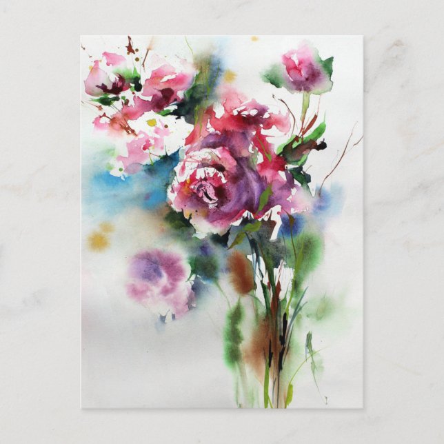 Aquarellfarbene Blume Blossom Malerei Postkarte (Vorderseite)