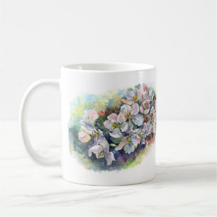 Aquarellfarbene Blume blühender Apfelbaum Hochzeit Kaffeetasse