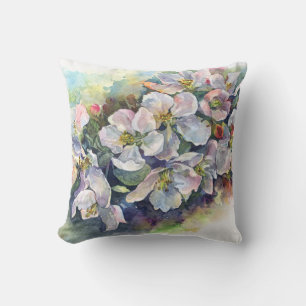 Aquarellfarbene Blume blühender Apfelbaum Hochzeit Kissen