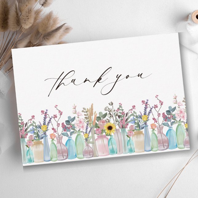 Aquarellfarbene Blume Blumengarten Hochzeiten Dankeskarte (Von Creator hochgeladen)