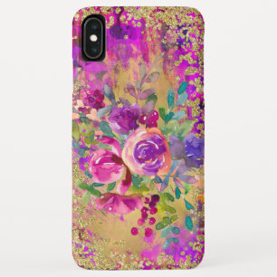 Aquarellfarbene Blume Bouquet auf Himbeerrosa Case-Mate iPhone Hülle
