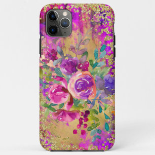 Aquarellfarbene Blume Bouquet auf Himbeerrosa Case-Mate iPhone Hülle
