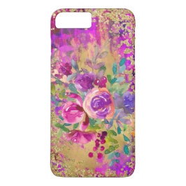 Aquarellfarbene Blume Bouquet auf Himbeerrosa Case-Mate iPhone Hülle