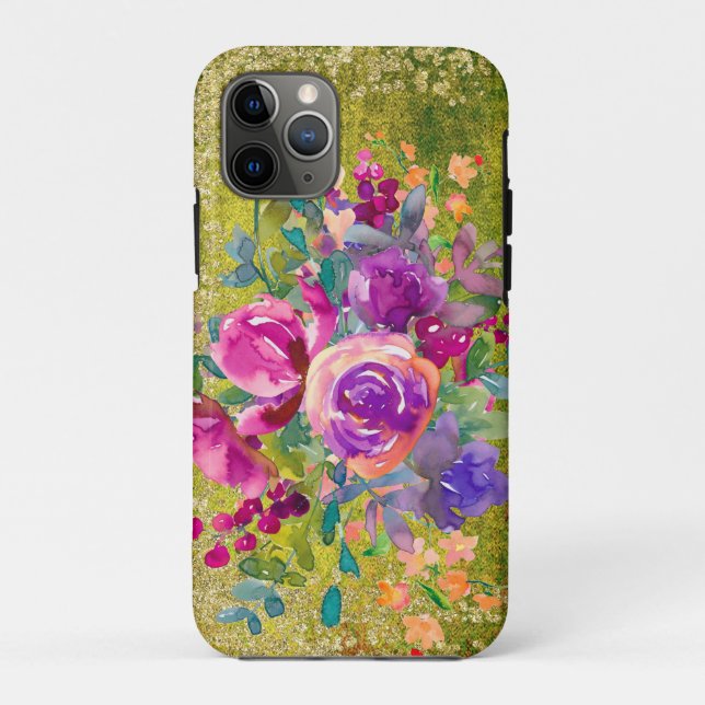 Aquarellfarbene Blume Bouquet Case-Mate iPhone Hülle (Rückseite)