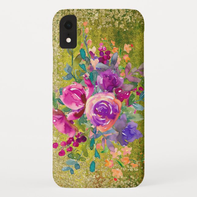Aquarellfarbene Blume Bouquet Case-Mate iPhone Hülle (Rückseite)