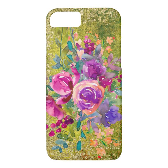 Aquarellfarbene Blume Bouquet Case-Mate iPhone Hülle (Rückseite)