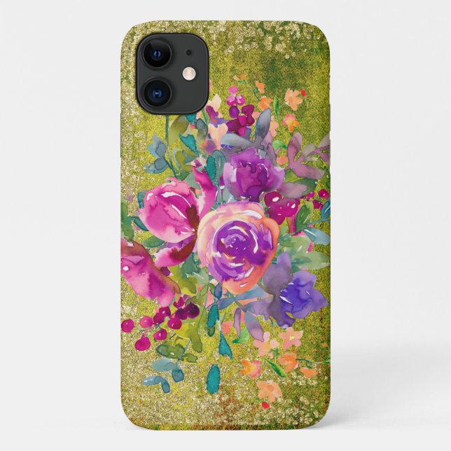 Aquarellfarbene Blume Bouquet Case-Mate iPhone Hülle (Rückseite)