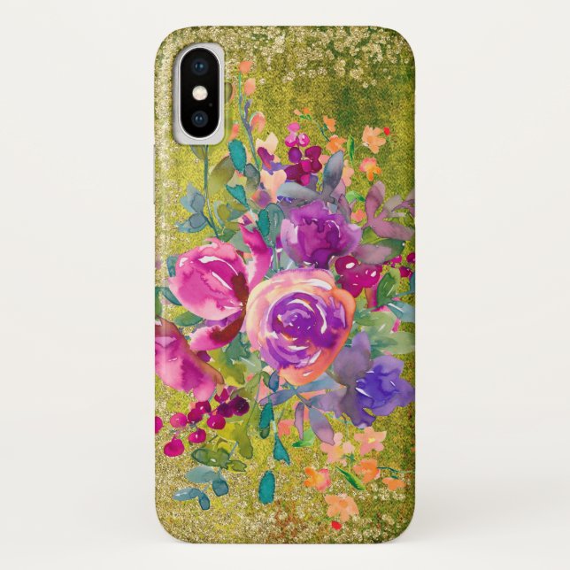 Aquarellfarbene Blume Bouquet Case-Mate iPhone Hülle (Rückseite)