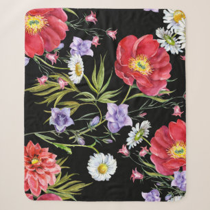 Aquarellfarbene Blume Bouquet: Nahtloses Muster Sherpadecke