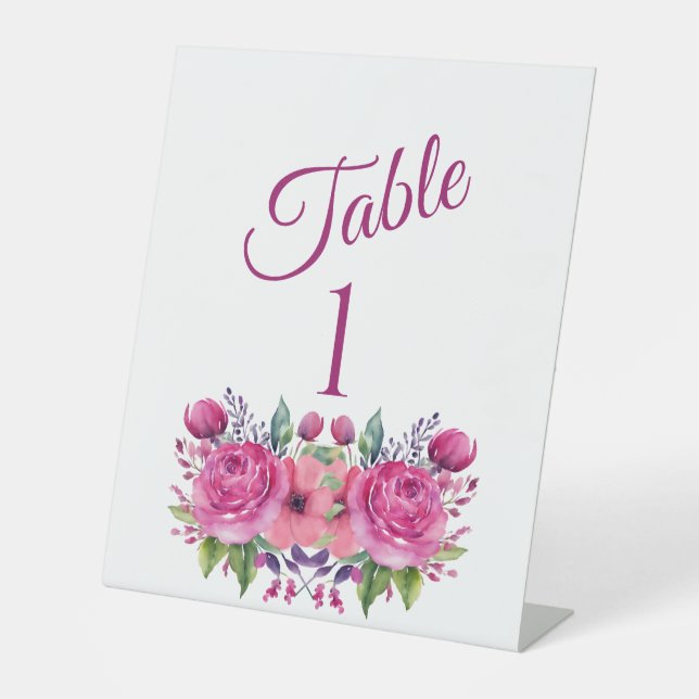 Aquarellfarbene Blume Bouquet-Wedding- Sockelschild (Vorderseite)