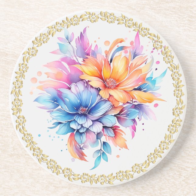 Aquarellfarbene Blume Design-24683 Getränkeuntersetzer (Vorne)