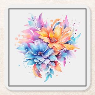 Aquarellfarbene Blume Design-24683 Rechteckiger Pappuntersetzer