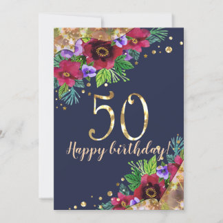 Aquarellfarbene Blume dunkelgoldfarbener Polka Einladung