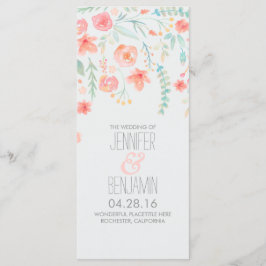 Aquarellfarbene Blume Elegante Hochzeitsprogramme Programm