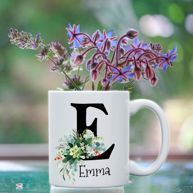 Aquarellfarbene Blume Eukalyptus Kaffee Tasse (Von Creator hochgeladen)