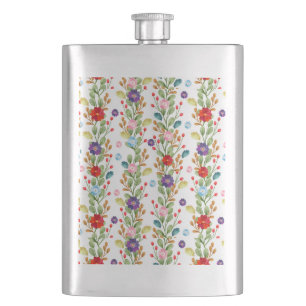 Aquarellfarbene Blume Farbiges Muster-67488 Flachmann