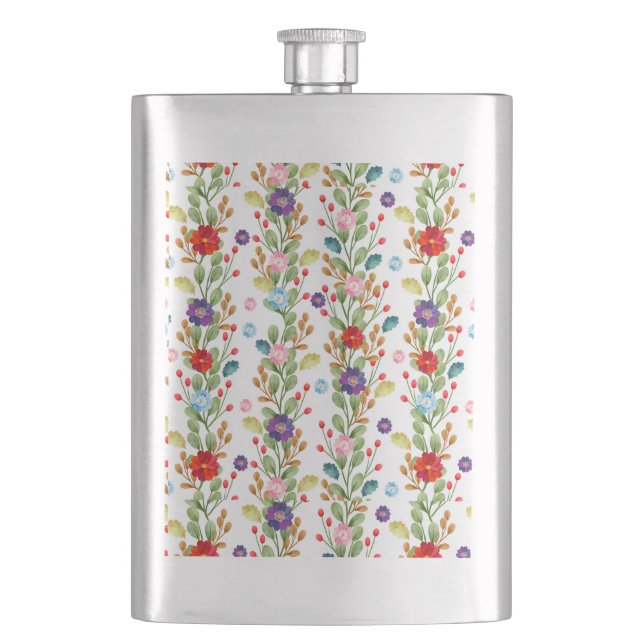 Aquarellfarbene Blume Farbiges Muster-67488 Flachmann (Vorderseite)