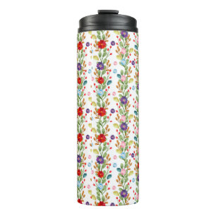 Aquarellfarbene Blume Farbiges Muster-67488 Thermosbecher