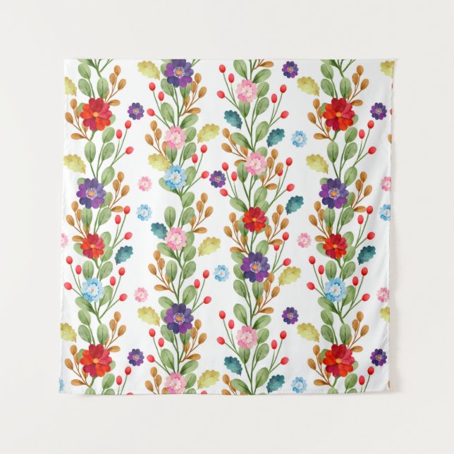 Aquarellfarbene Blume Farbiges Muster-67488 Wandteppich (Vorderseite)