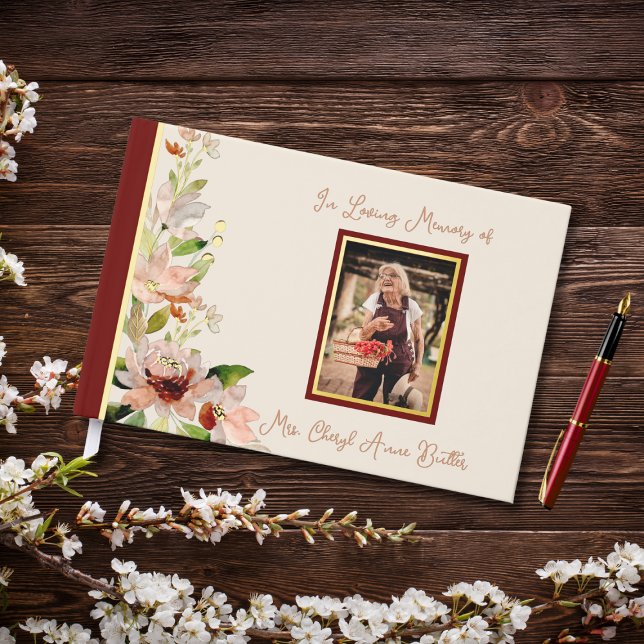 Aquarellfarbene Blume Foto Beerdigung Beerdigung Gästebuch (Von Creator hochgeladen)