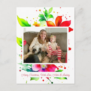 Aquarellfarbene Blume Foto Weihnachten Postkarte