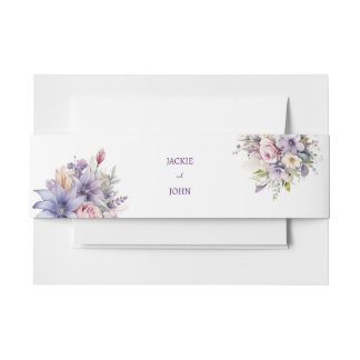 Aquarellfarbene Blume. Hochzeit. Einladungsbanderole