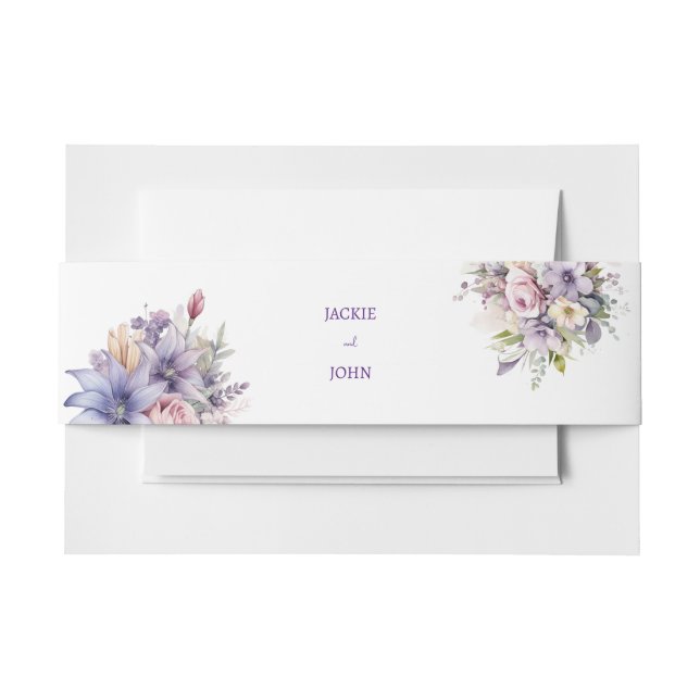 Aquarellfarbene Blume. Hochzeit. Einladungsbanderole (Vorderseite Beispiel)