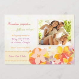 Aquarellfarbene Blume Hochzeitsstich Foto Save the Date