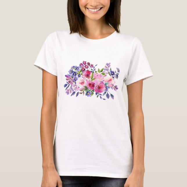 Aquarellfarbene Blume Klassischer T - Shirt für Fr (Vorderseite)