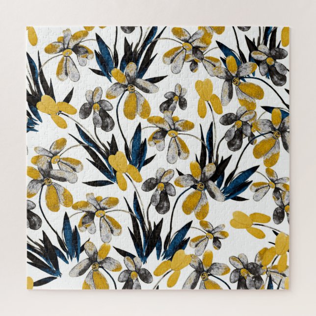 Aquarellfarbene Blume: lebendiges Sommermuster. Puzzle (Vertikal)