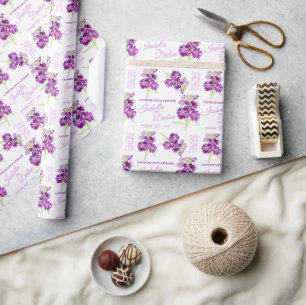 Aquarellfarbene Blume lila Hochzeit Geschenkpapier