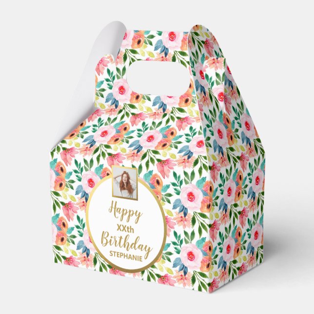 Aquarellfarbene Blume, maßgeschneidertes Foto, Hap Geschenkschachtel (Vorderseite)