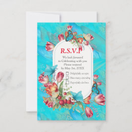 Aquarellfarbene Blume mit Besuch von Schmetterling RSVP Karte