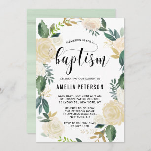 Aquarellfarbene Blume mit Goldtaufe des Glitzer Einladung