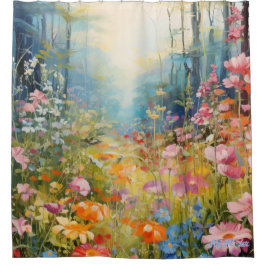 Aquarellfarbene Blume mit Sonnenuntergang Duschvor Duschvorhang