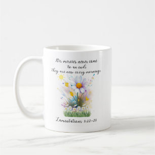 Aquarellfarbene Blume mit Zitat Kaffeetasse