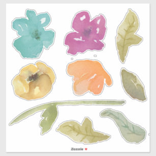 Aquarellfarbene Blume Mix Aufkleber