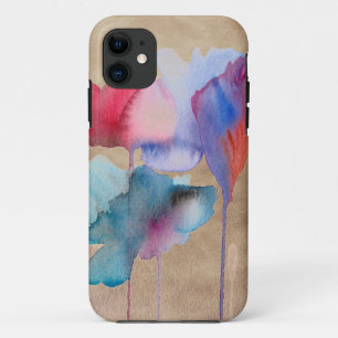 Aquarellfarbene Blume modern blühblau und rot Case-Mate iPhone Hülle