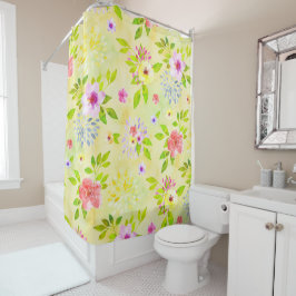 Aquarellfarbene Blume nahtlos Muster I + Ihre Idee Duschvorhang