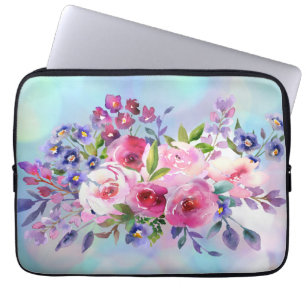 Aquarellfarbene Blume Neoprenschlauch 13 Zoll Laptopschutzhülle