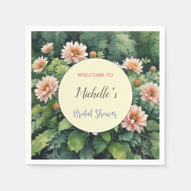 Aquarellfarbene Blume Niedliches Brautparty Serviette (Vorderseite)