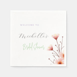 Aquarellfarbene Blume Niedliches Brautparty Serviette