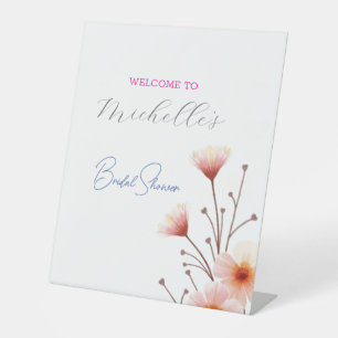 Aquarellfarbene Blume Niedliches Brautparty Sockelschild