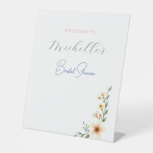 Aquarellfarbene Blume Niedliches Brautparty Sockelschild