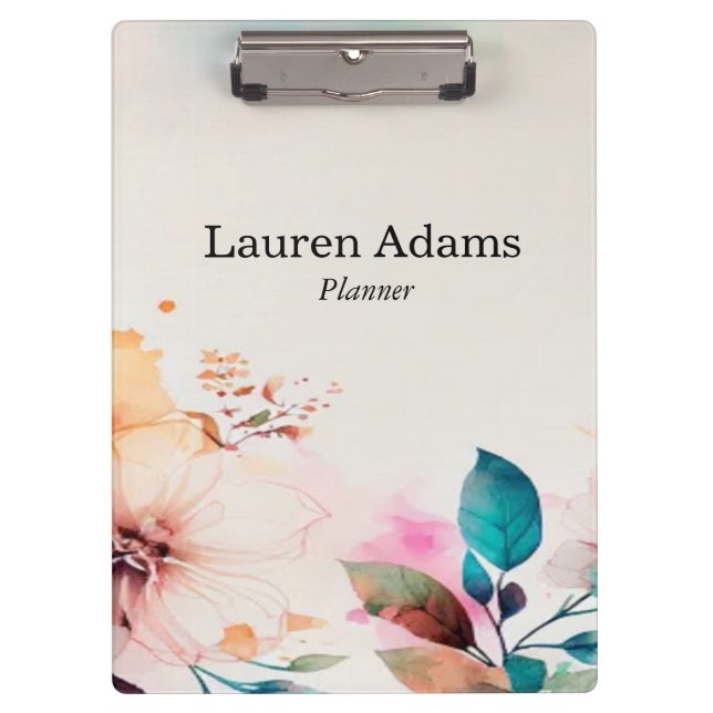 Aquarellfarbene Blume Pastellfarben individuelle N Klemmbrett (Vorderseite)