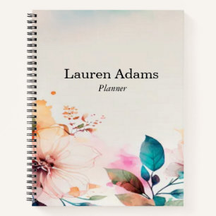 Aquarellfarbene Blume Pastellfarben individuelle N Notizbuch