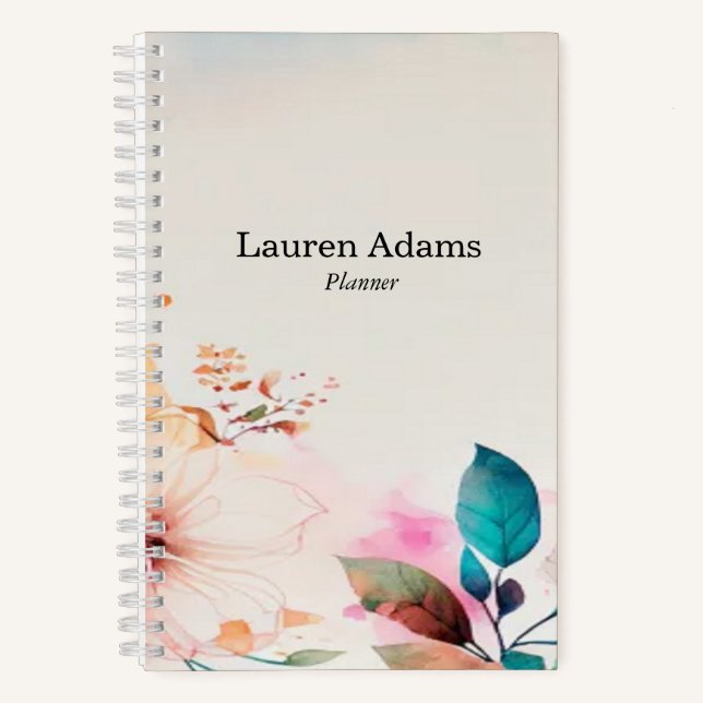 Aquarellfarbene Blume Pastellfarben individuelle N Notizbuch (Vorderseite)