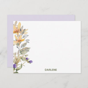 Aquarellfarbene Blume Personalisierte Flachnotiska Mitteilungskarte