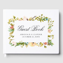 Aquarellfarbene Blume. Pfirsichhochzeit. botanisch Gästebuch